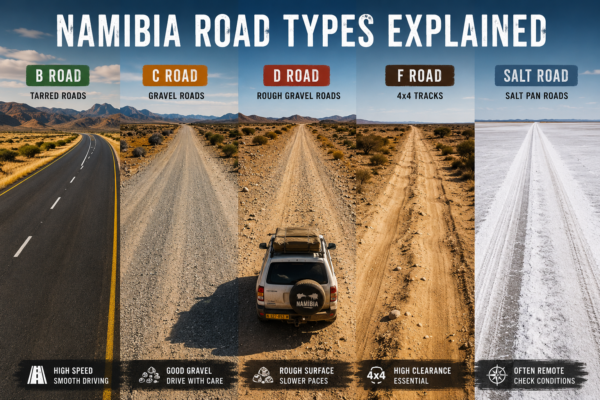 Namibia Road Types Explained B, C, D, F and Salt Roads